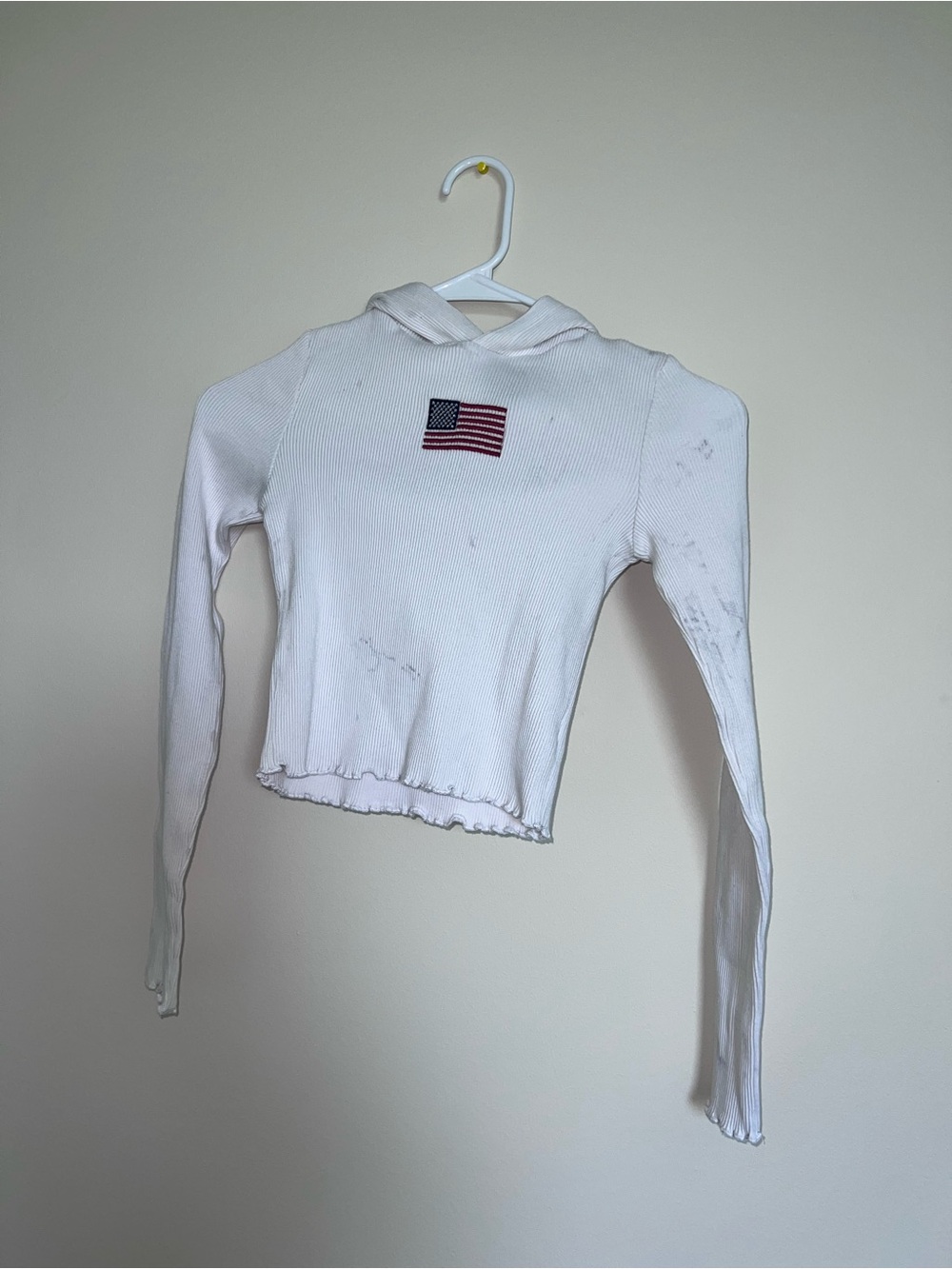 Vintage forever 21 Ribbed Hoodie Top with Embroidered American Flag
